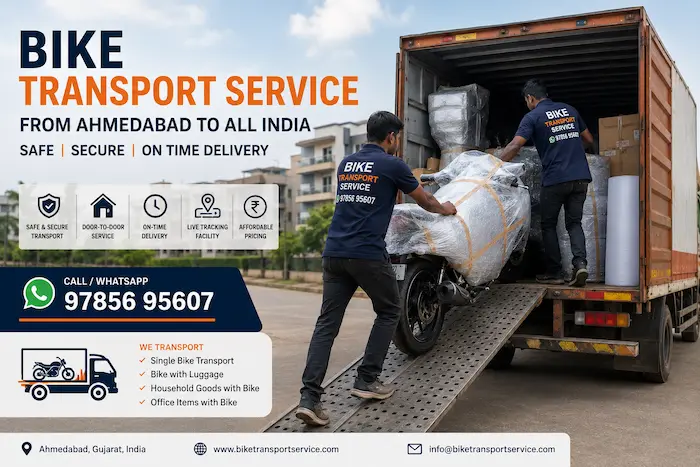 Local bike shifting within Ahmedabad, ready for same-day delivery