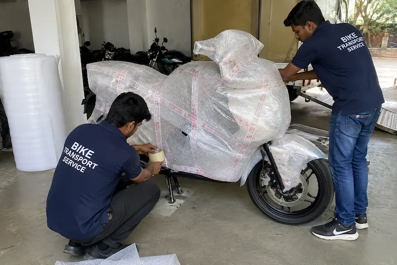 Scooter packed for two-wheeler transport service in Ahmedabad
